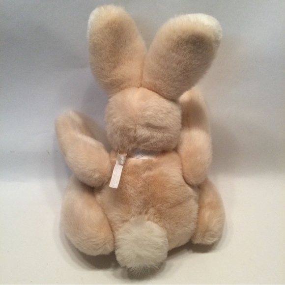 Vintage Eden Bunny Rabbit 10" Plush Cream & White Jointed Floral Bow Stuffed Toy - Picture 4 of 6